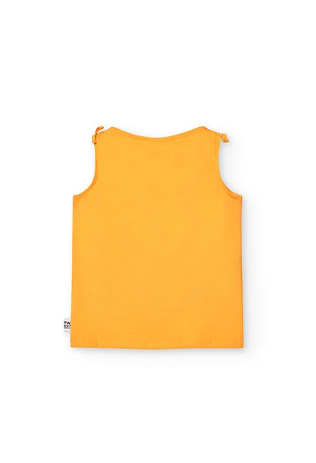 Camiseta de punto elástico de niña en color naranja