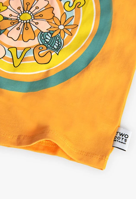 Camiseta de punto elástico de niña en color naranja