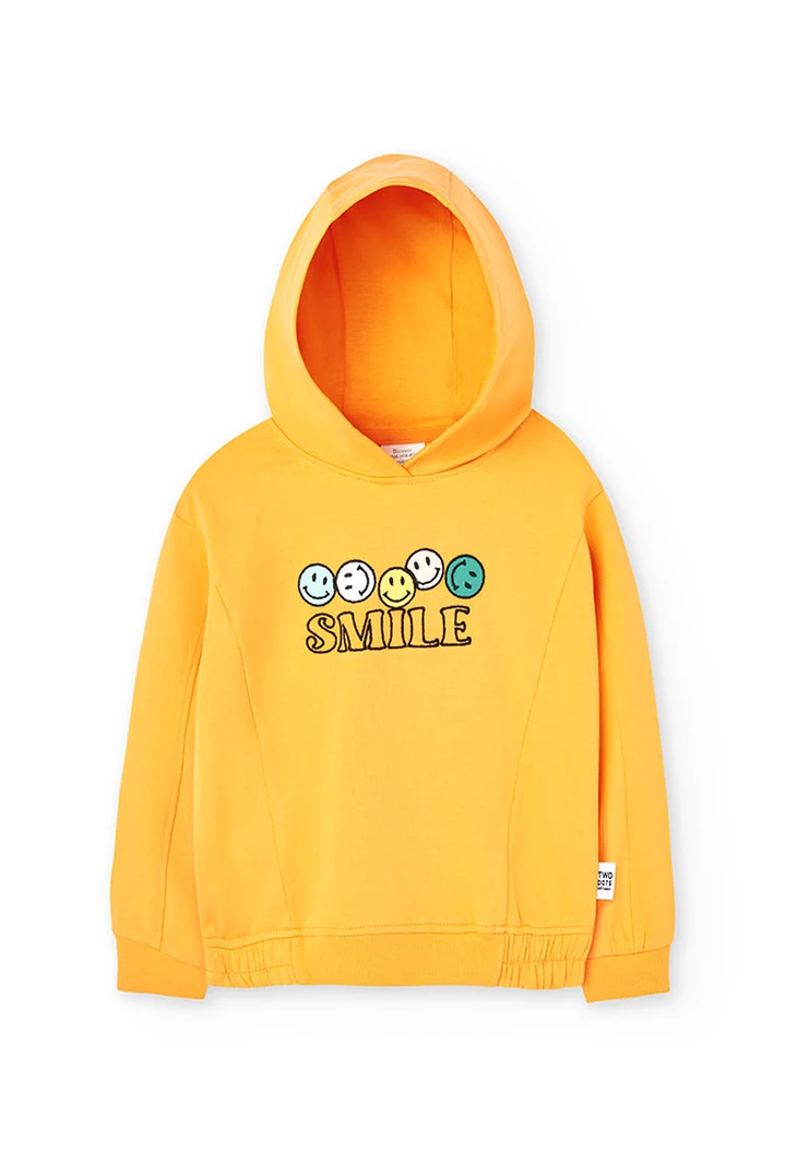 Sweat en molleton élastique pour fille, orange