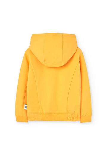Girls' orange stretch plush sweatshirt