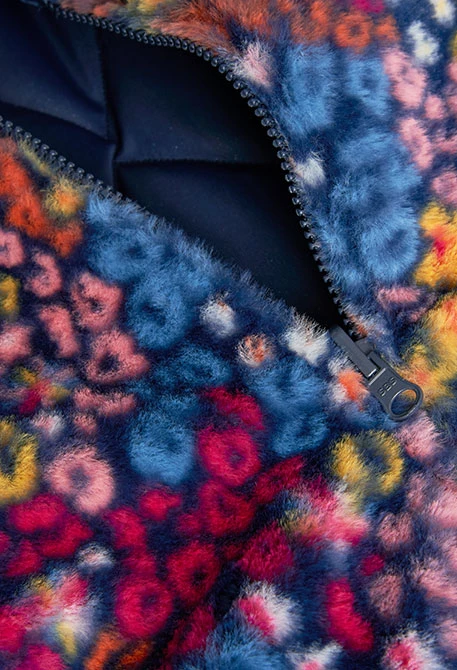 Parka réversible pour fille avec imprimé et en bleu marine