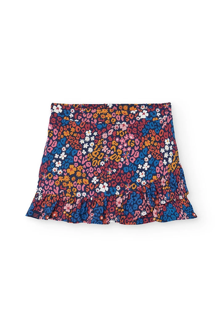 Knitted floral print skirt for girl