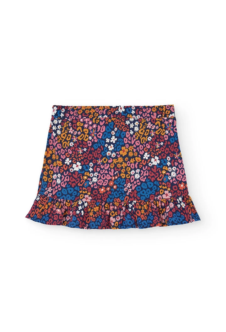 Knitted floral print skirt for girl