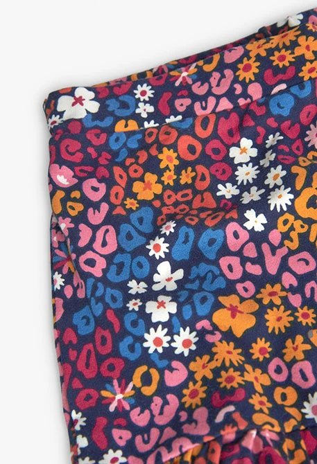 Saia de malha para menina estampada com flores