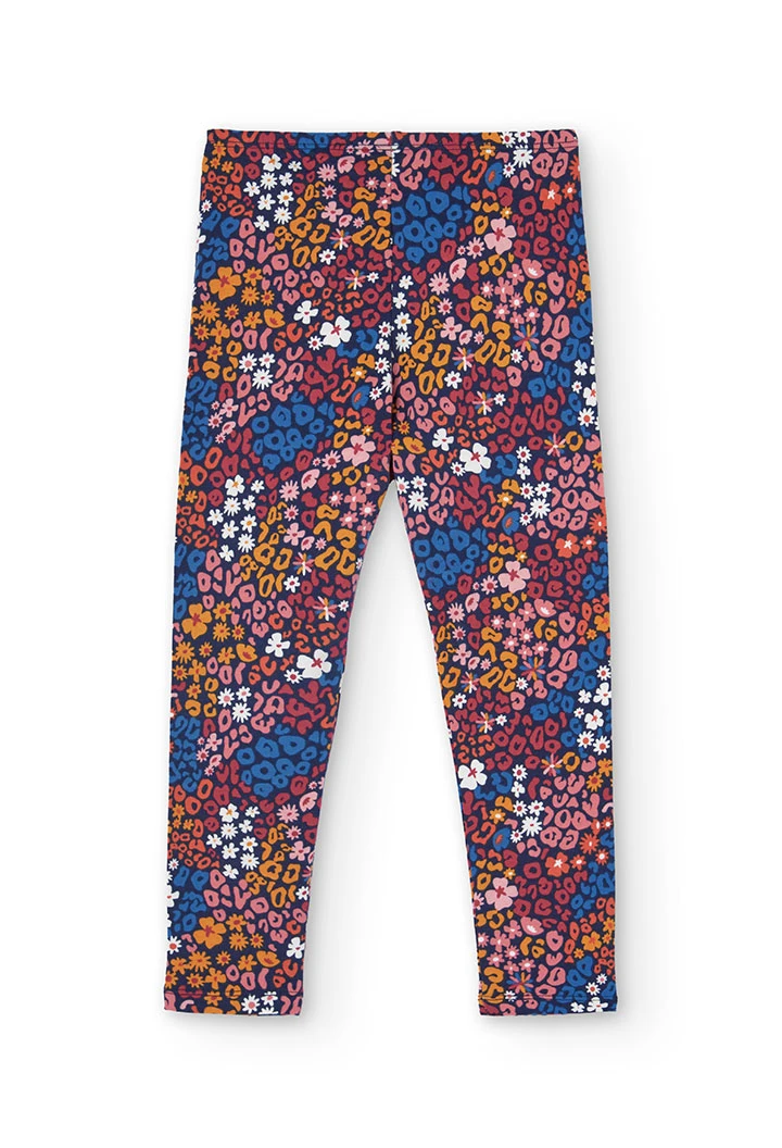 Leggings en maille élastique pour fille avec imprimé floral