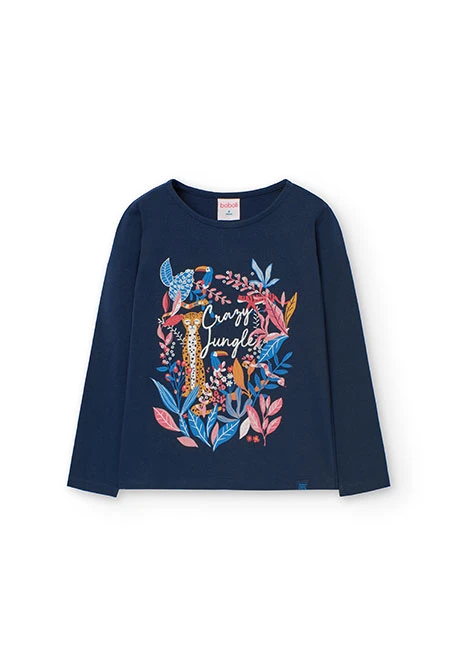 T-shirt pour fille en bleu marine