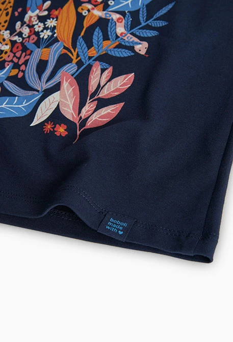 T-shirt für Mädchen mit langen Ärmeln  in Marineblau