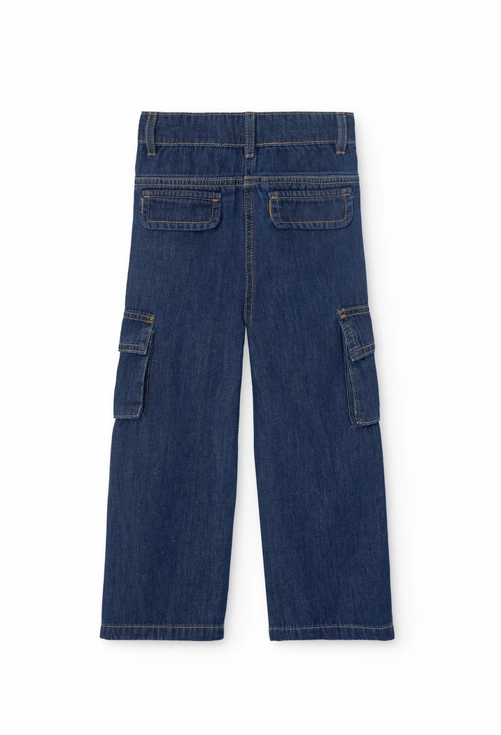 Pantalón denim para niña en azul