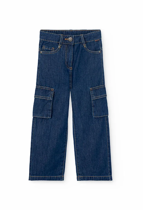 Pantalón denim para niña en azul