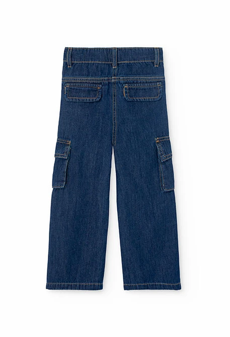 Pantalón denim para niña en azul