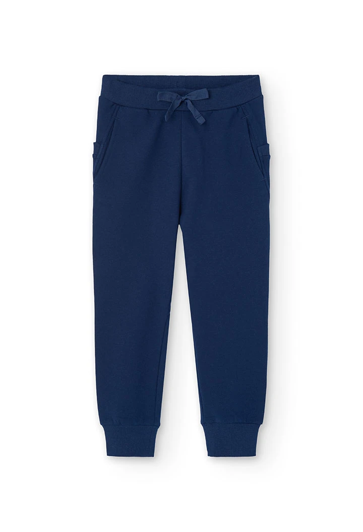 Navy blue fleece trousers for girls