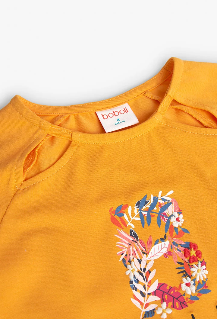 T-shirt en maille élastique pour fille en jaune