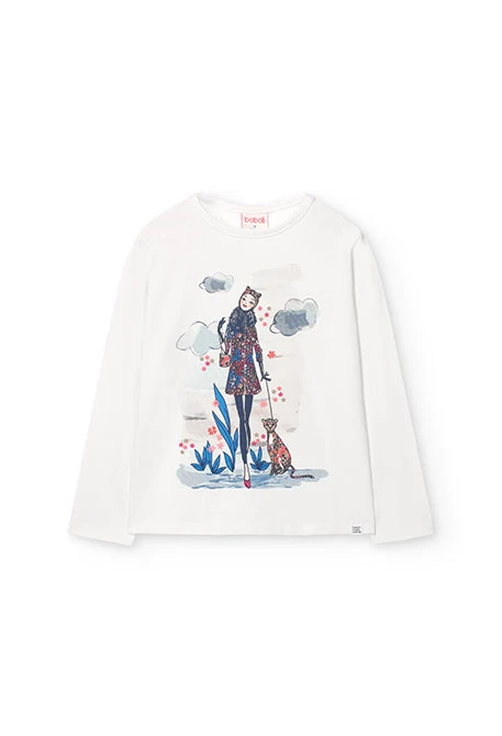 T-shirt pour fille avec imprimé en blanc