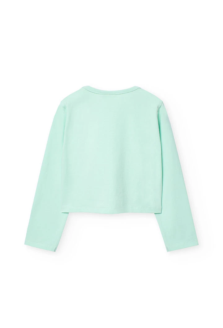 Maglietta elastica a maglia per bambina in colore verde