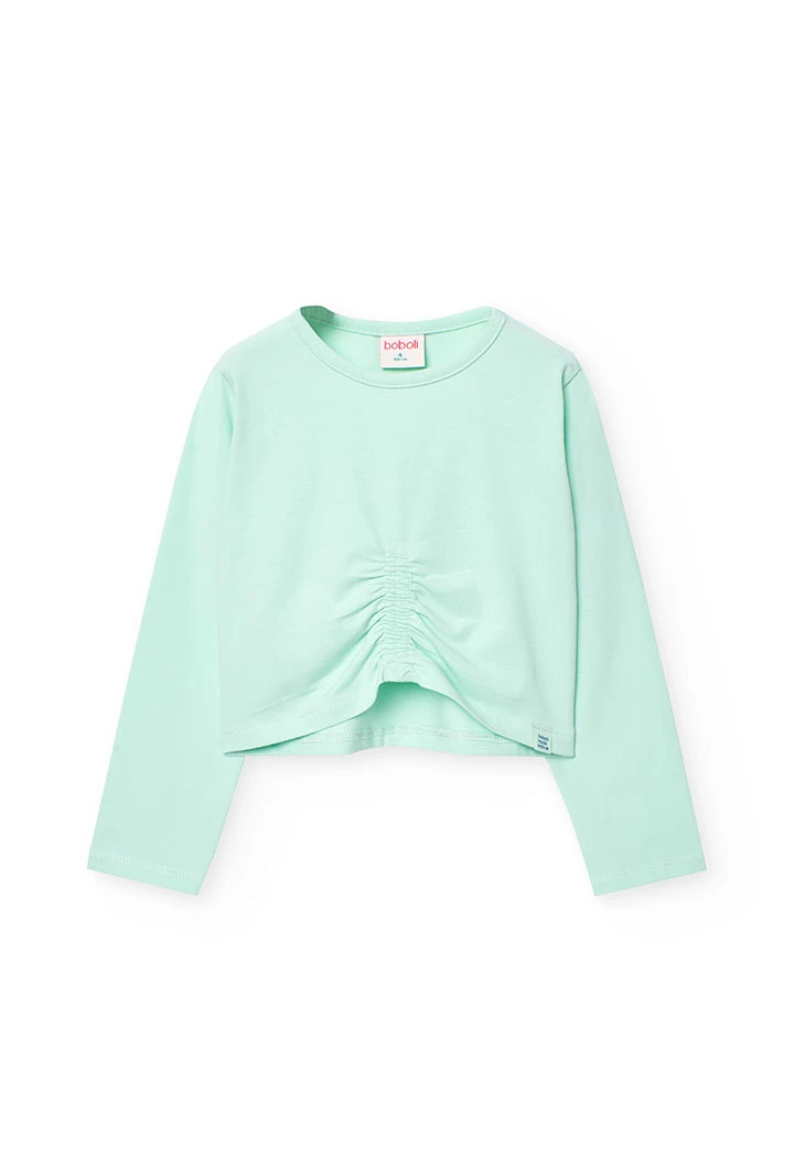 Girls stretch knit T-shirt in green