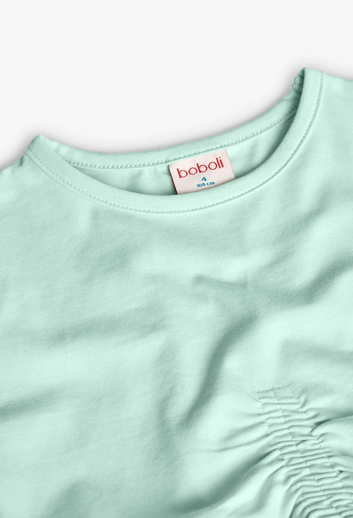 Maglietta elastica a maglia per bambina in colore verde