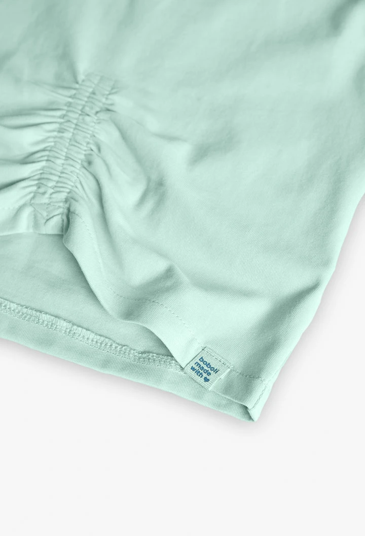 Maglietta elastica a maglia per bambina in colore verde