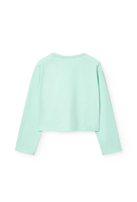 Camiseta elástica de punto para niña en color verde
