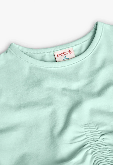 Camiseta elástica de punto para niña en color verde
