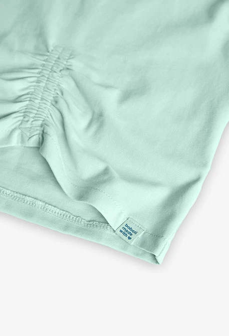 Camiseta elástica de punto para niña en color verde