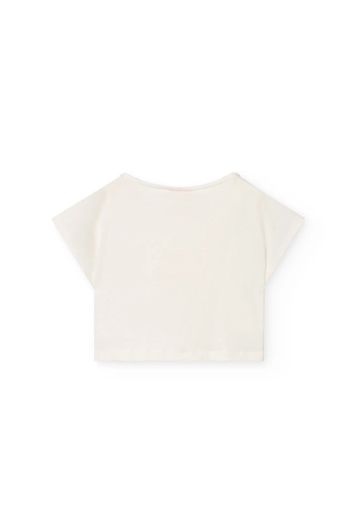 Maglietta in jersey liscio per bambina di colore bianco