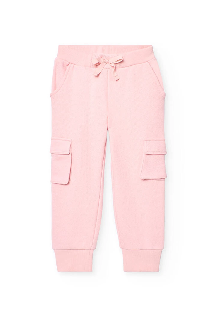 Pantaloni jogger in felpa per bambina di colore rosa