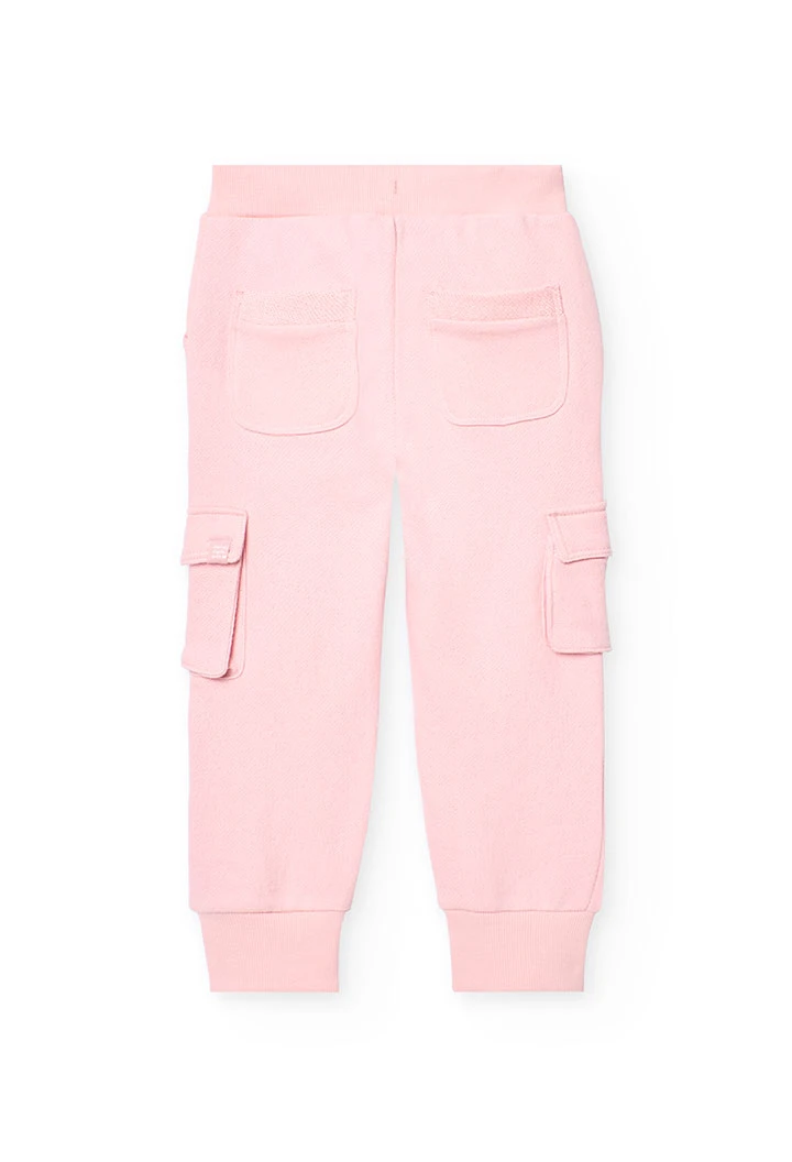 Pantaloni jogger in felpa per bambina di colore rosa