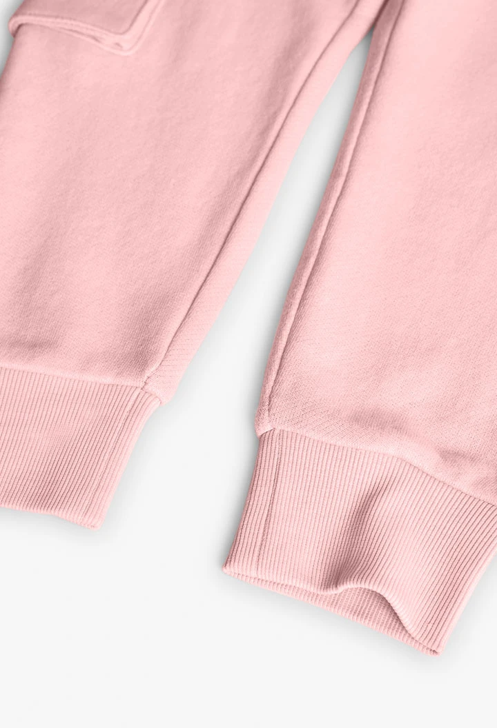 Pantaloni jogger in felpa per bambina di colore rosa