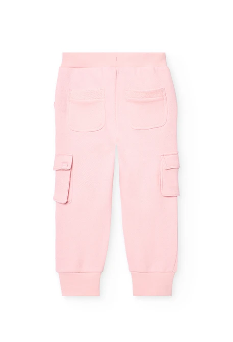 Pantalón jogger de felpa para niña en color rosa