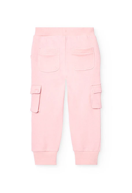 Pantalón jogger de felpa para niña en color rosa