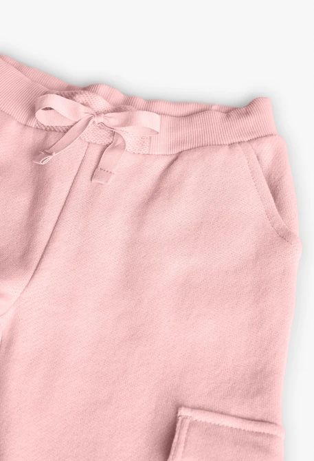 Pantalón jogger de felpa para niña en color rosa