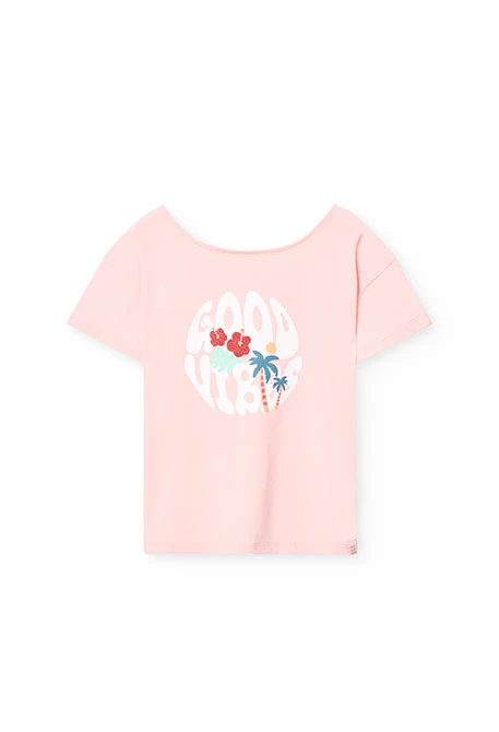 Camiseta de punto para niña en color rosa