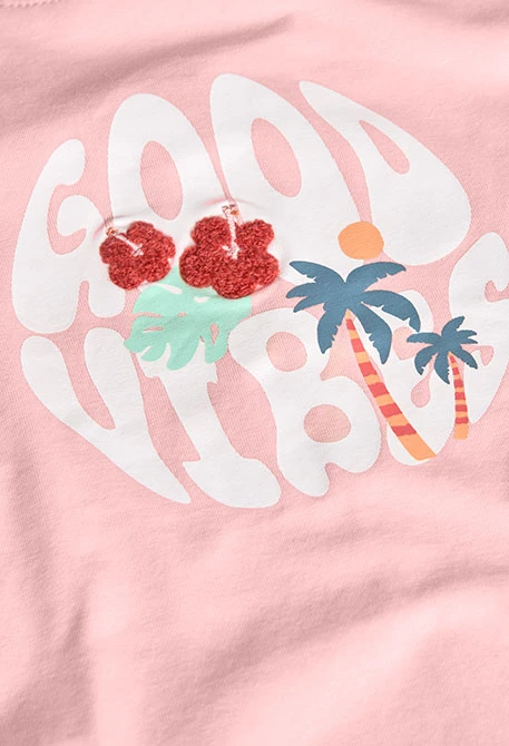 Camiseta de punto para niña en color rosa