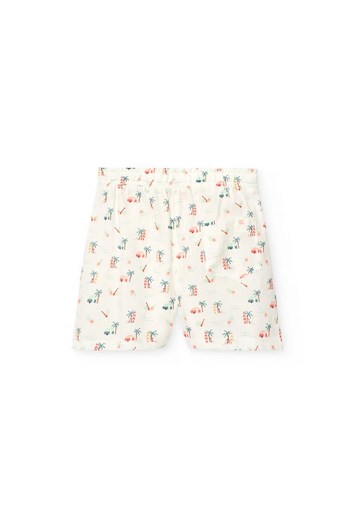 Short en batiste pour fille avec imprimé tropical dans des tons clairs.