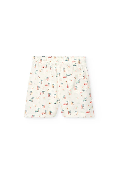 Short batista para niña con estampado  tropicales en color claro