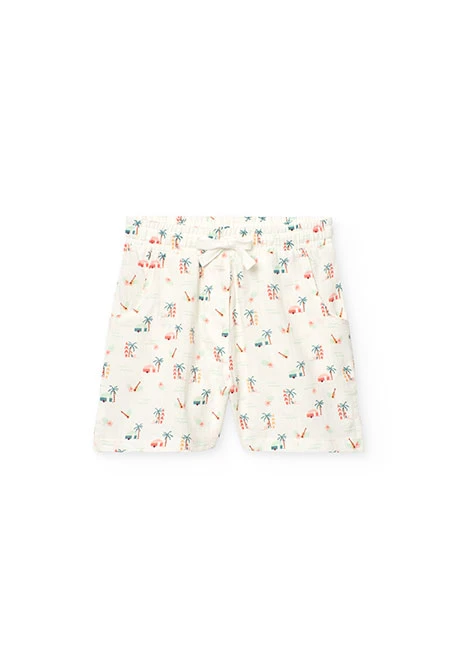 Short batista para niña con estampado  tropicales en color claro