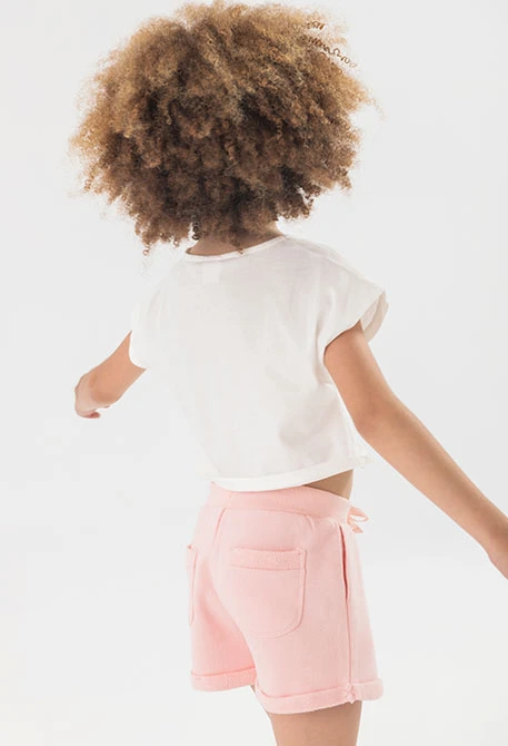 Short de felpa para niña en color rosa