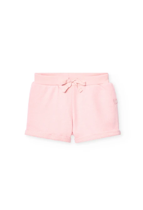 Short de felpa para niña en color rosa