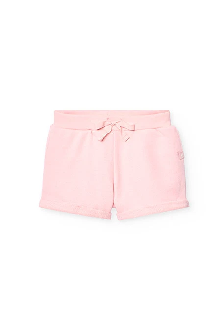 Short de felpa para niña en color rosa