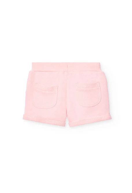 Short de felpa para niña en color rosa