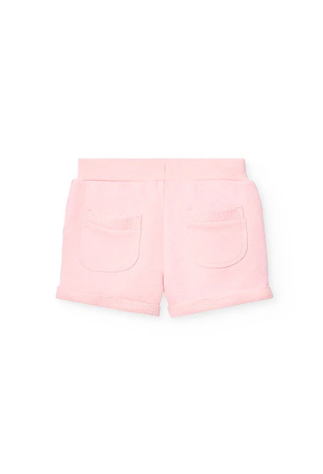 Short en molleton pour fille de couleur rose.