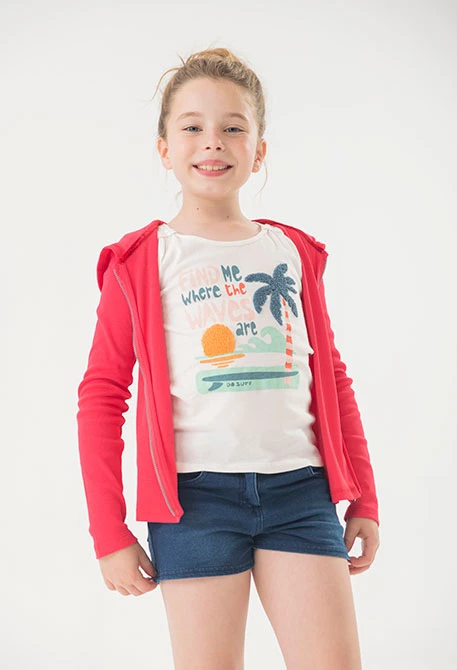 Camiseta de tirantes de punto para niña en blanco