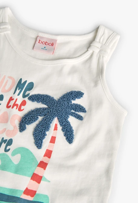 Camiseta de tirantes de punto para niña en blanco