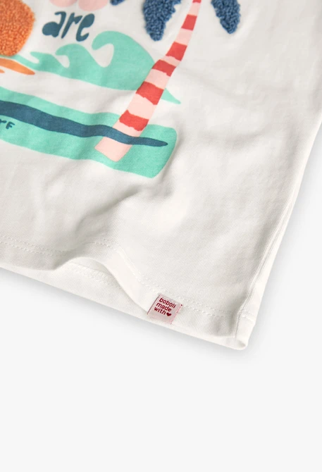 Camiseta de tirantes de punto para niña en blanco