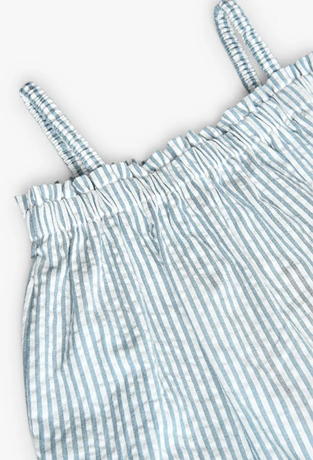 Top de popelín para niña en color rayas azules y blancas
