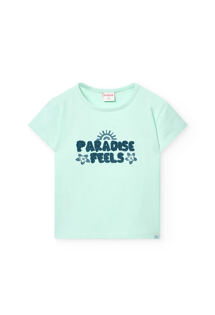 Maglietta a maglia per bambina in colore verde acqua