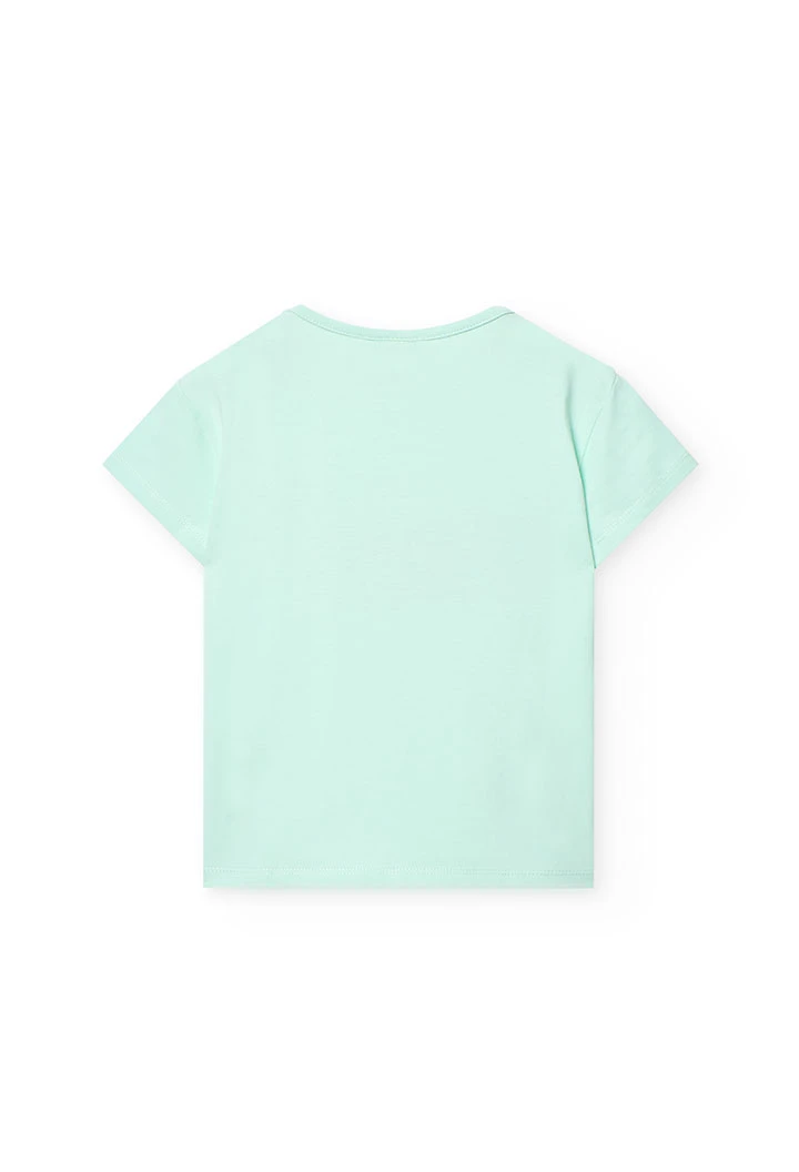 Maglietta a maglia per bambina in colore verde acqua