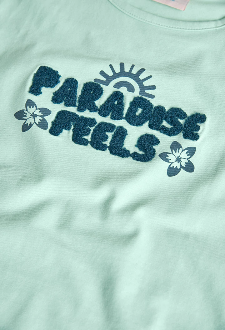 T-shirt de malha para menina em cor verde água