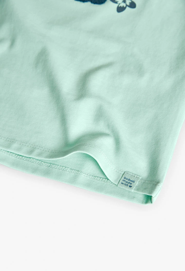 Maglietta a maglia per bambina in colore verde acqua