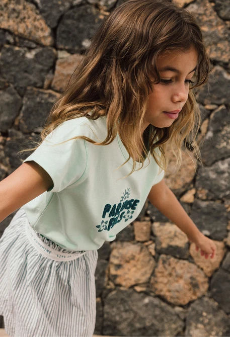 Camiseta de punto para niña en color verde agua
